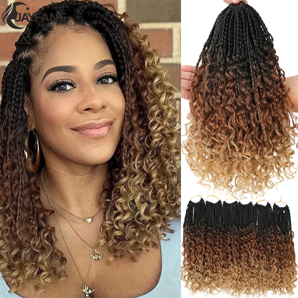 14 Inch Bob Box Braids Crochet Hair Pre Looped for Kids Bohemian Crochet Boho Box Braids Goddess Micro Box Braids Crochet Hair