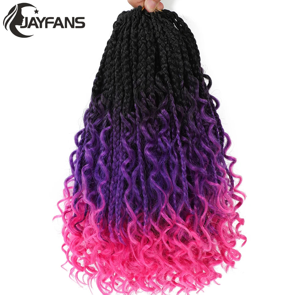 14 Inch Bob Box Braids Crochet Hair Pre Looped for Kids Bohemian Crochet Boho Box Braids Goddess Micro Box Braids Crochet Hair