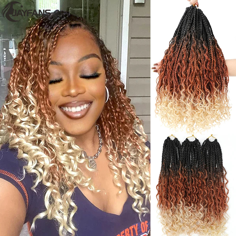 14 Inch Bob Box Braids Crochet Hair Pre Looped for Kids Bohemian Crochet Boho Box Braids Goddess Micro Box Braids Crochet Hair