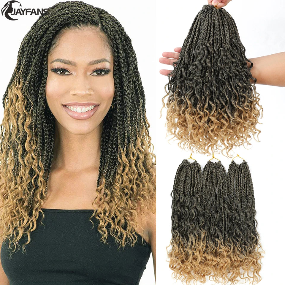 14 Inch Bob Box Braids Crochet Hair Pre Looped for Kids Bohemian Crochet Boho Box Braids Goddess Micro Box Braids Crochet Hair