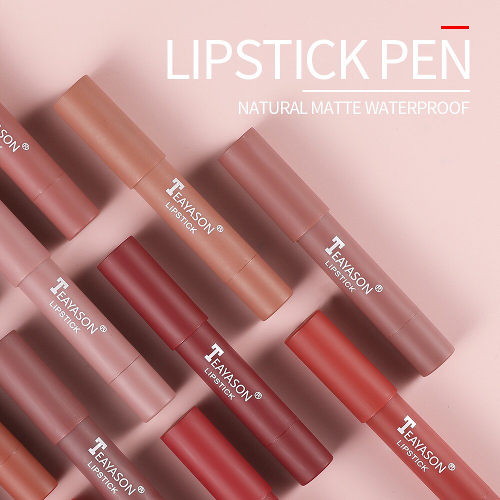 Nude Brown Lipliner Pencil 12 Colors Lip Makeup Lipstick Pen Waterproof Long Lasting Non-stick Cup Matte Nude Lipliner Cosmetics