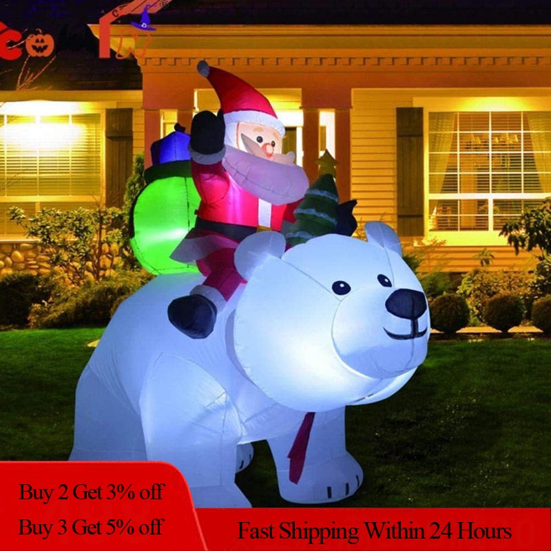 SANTA + POLAR BEAR - INFLATABLE