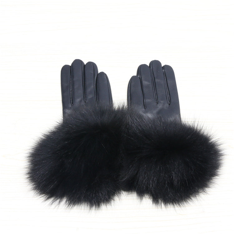 GENUINE LEATHER GLOVES - GRAY