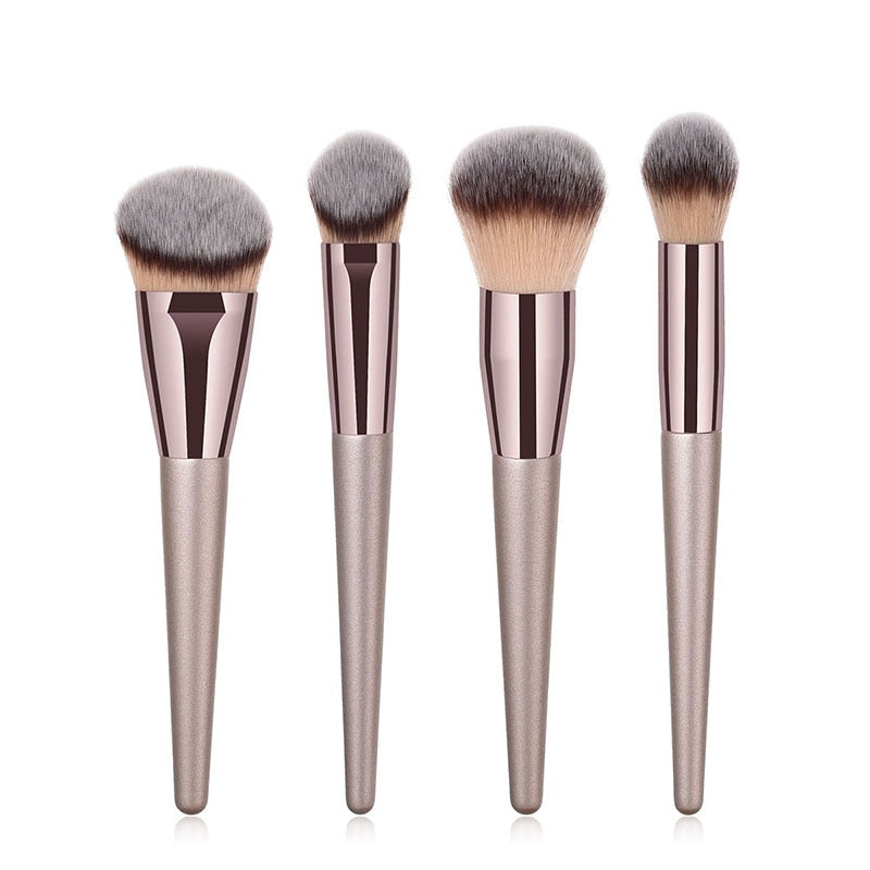 Champagne Facial Makeup Brushes Set - 4pcs