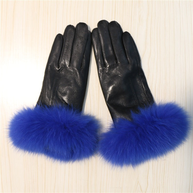 GENUINE LEATHER GLOVES - GRAY
