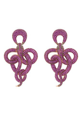 Viper Snake Drop Earrings Rosegold Ruby