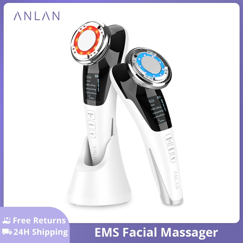 ANLAN EMS Facial Massager LED Light Face Lifting Skincare Wrinkle Removal Skin Tighten Hot Cool Compress Skin Care Beauty Device