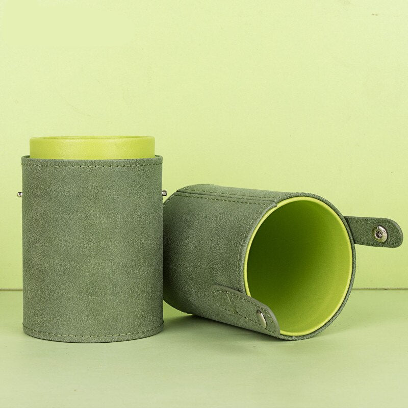 Portable Travel PU Leather Makeup Brush Tools Holder Cosmetic Pens Storage Cup Case Box Makeup Tool Organizer